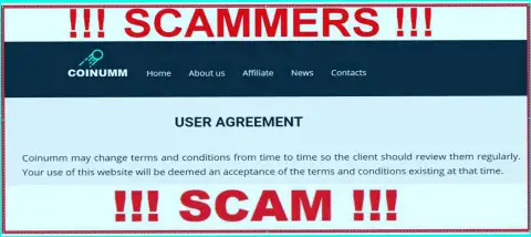 Coinumm Swindlers can change their agreement at any time