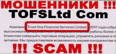 Свое юридическое лицо контора TOFSLtd Com не скрыла - это Trust One Financial Services Limited