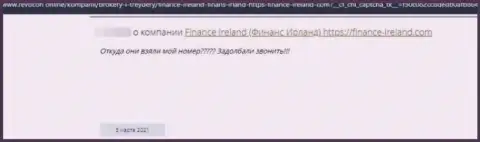 Комментарий, в котором изложен плохой опыт совместной работы человека с конторой Finance Ireland