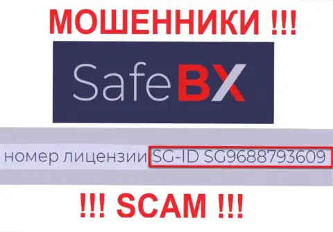 SafeBX, задуривая голову доверчивым клиентам, представили у себя на веб-ресурсе номер своей лицензии на осуществление деятельности