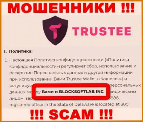 BLOCKSOFTLAB INC управляет конторой TrusteeWallet - это КИДАЛЫ !!!