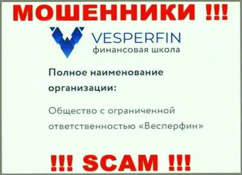 Инфа про юридическое лицо мошенников VesperFin - ООО Весперфин, не сохранит вас от их лап