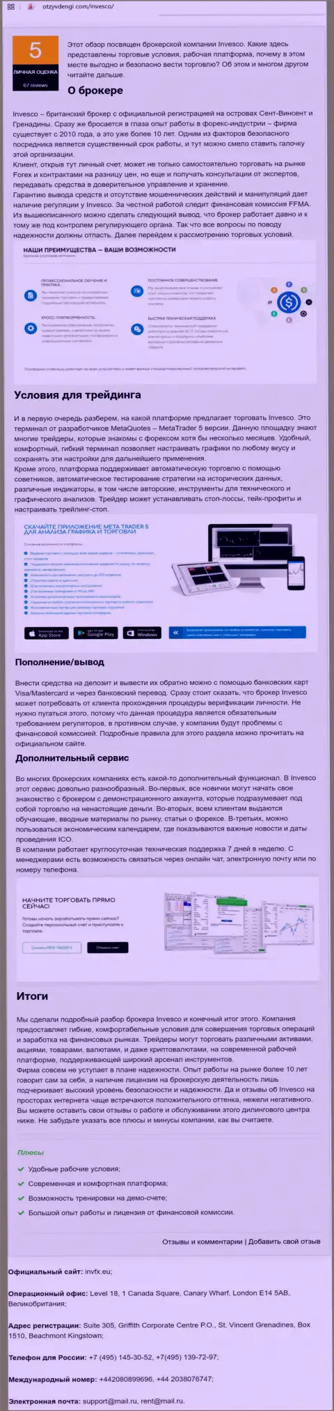 Информация с обзором ФОРЕКС брокерской компании INVFX на информационном портале otzyvdengi com