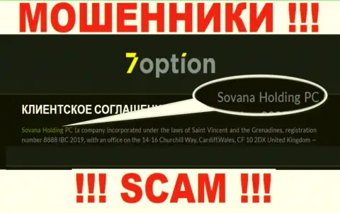 Инфа про юридическое лицо интернет лохотронщиков 7 Option - Сована Холдинг ПК, не обезопасит Вас от их грязных рук
