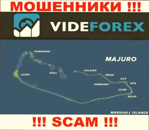 Организация VideForex Com зарегистрирована довольно-таки далеко от своих клиентов на территории Majuro, Marshall Islands