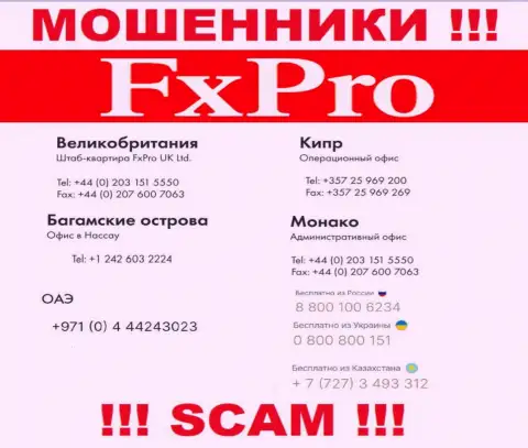 Осторожно, Вас могут обмануть internet кидалы из организации FxPro, которые звонят с разных телефонных номеров