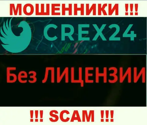 У мошенников Crex24 Com на web-сайте не размещен номер лицензии на осуществление деятельности конторы !!! Будьте крайне внимательны