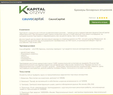 Ещё одна правдивая статья о дилинговой организации CauvoCapital на сайте KapitalOtzyvy Com