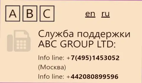 Телефоны ФОРЕКС брокера ABC Group
